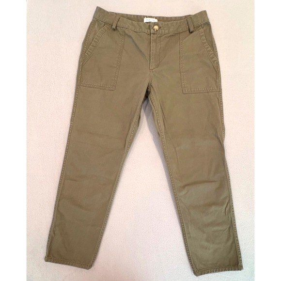 Taylor Stitch Women Surplus‎ Pants Olive Green Size 14 Cotton Herringbone Chino - Picture 2 of 12